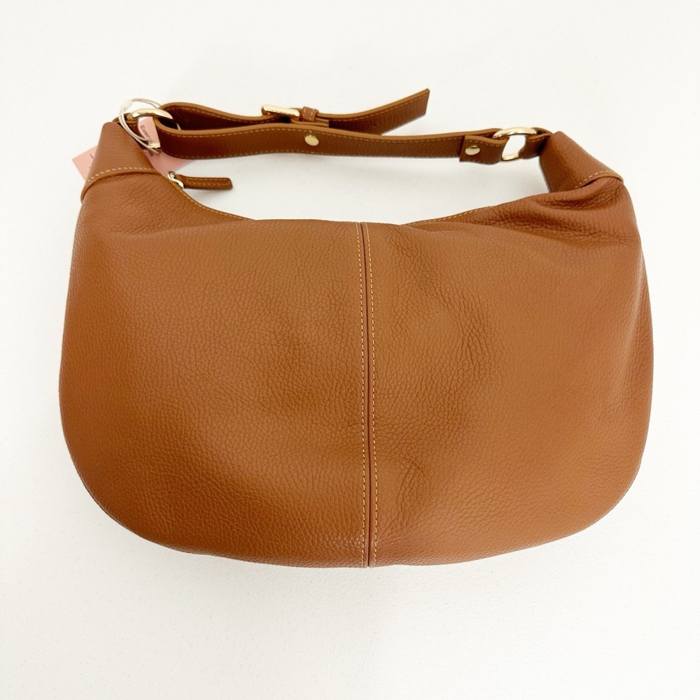 QUINCE Leather Crescent Shoulder Bag Cognac Brown Gold Hardware NEW